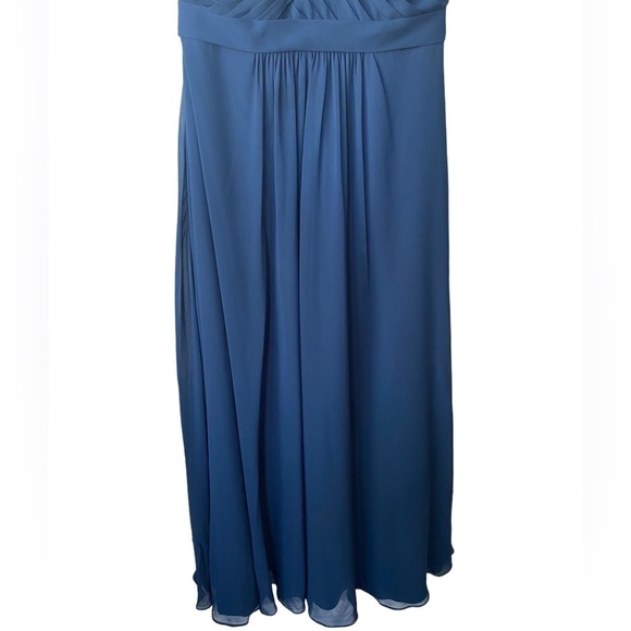 Azazie Bridesmaid Chiffon Maxi Dark Navy Halter Sweetheart Neckline Size 10 - Picture 3 of 9